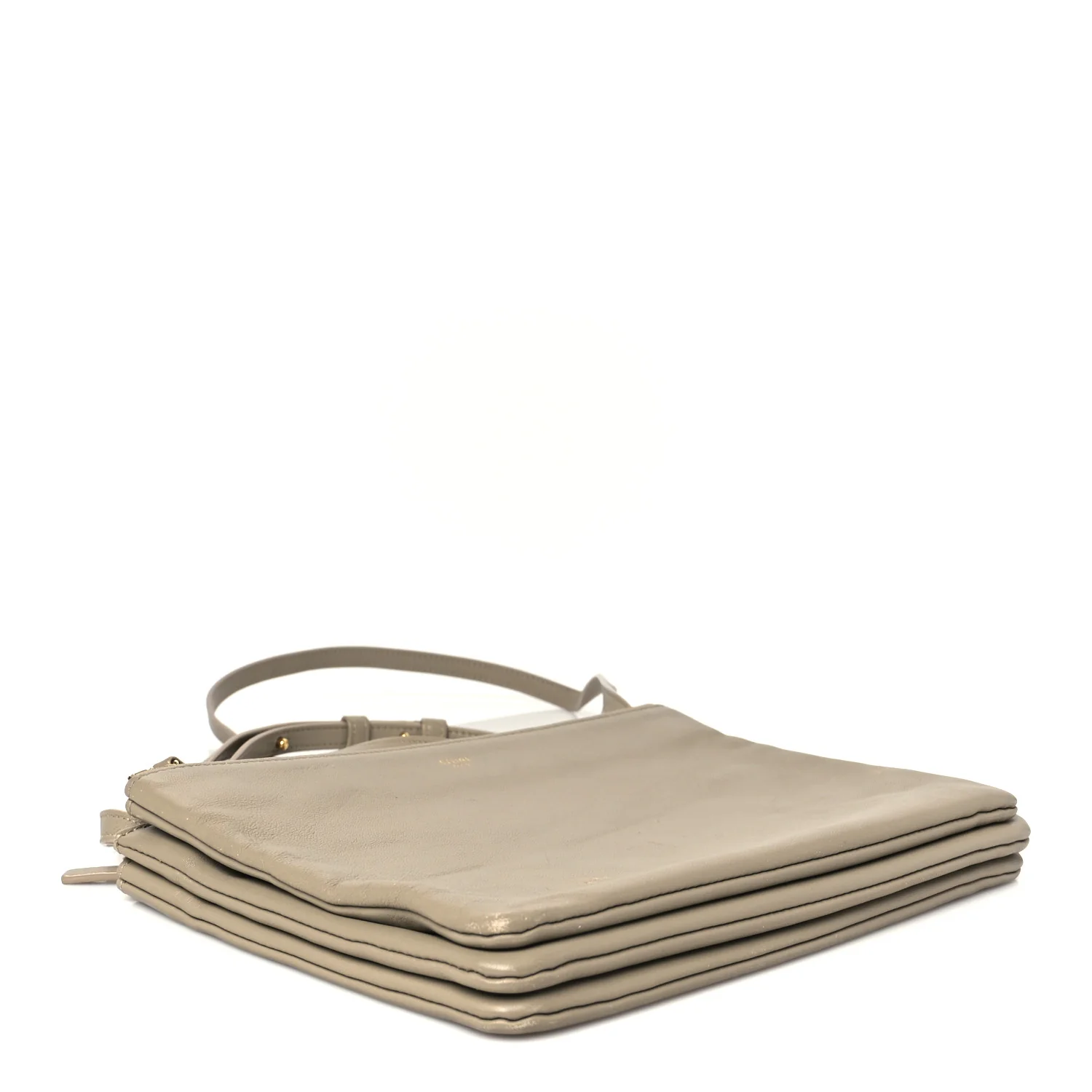 Lambskin Large Trio Crossbody Bag Beige - Top Club