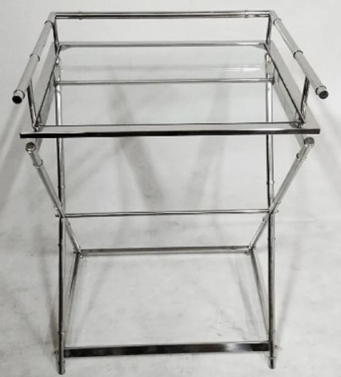 Luxury brass side table with glass top silver 60 x 50 x H. 76 cm - Hotel Furniture