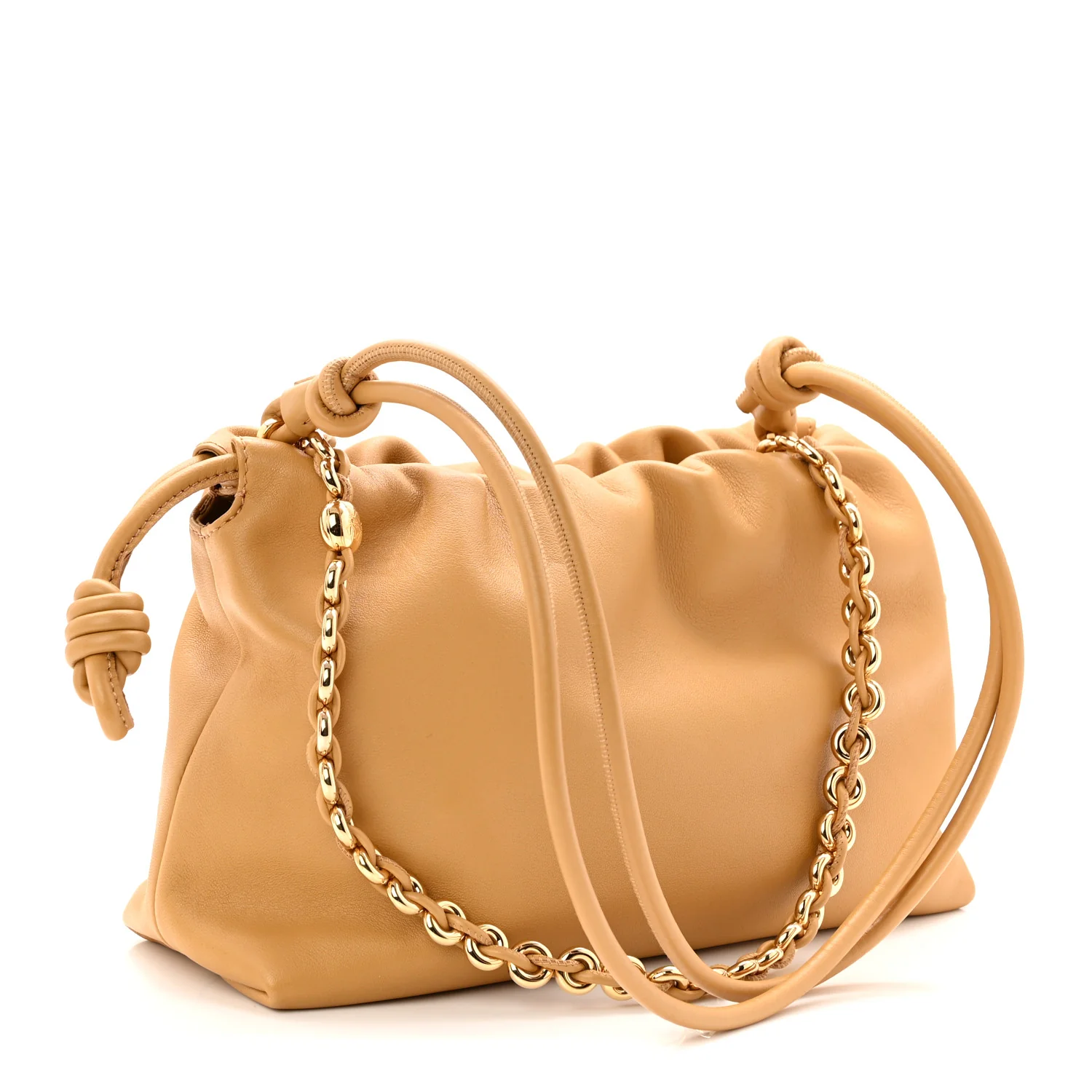 Mellow Nappa Donut Medium Chain Flamenco Knot Clutch Sahara - Top Club