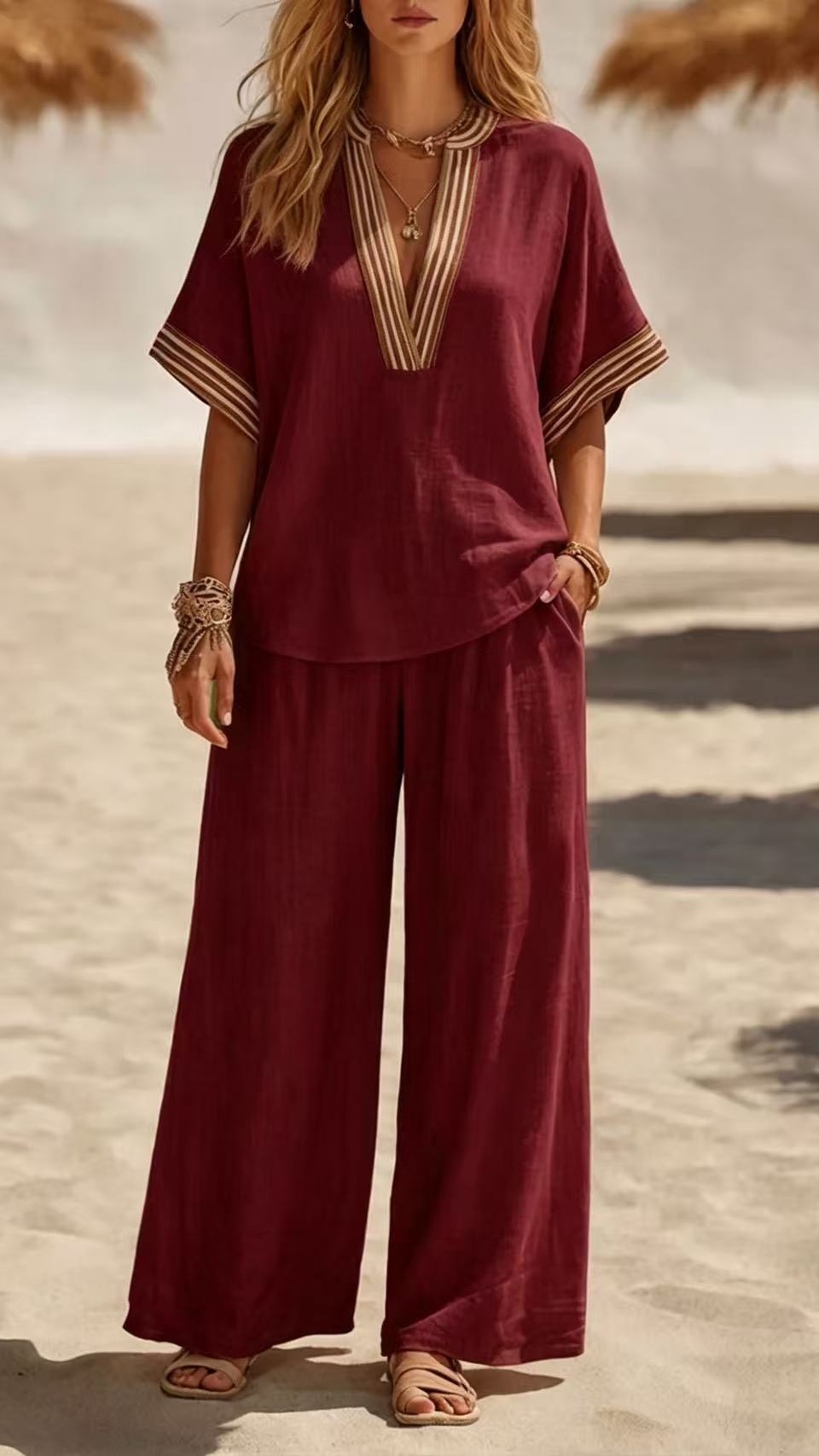 Women's Sleeveless Solid-Color Top and Wide-Leg Pants Two-Piece Set - Nordfashionstorm - Women's Clothing, Fashion for You - Nordfashionstorm.com