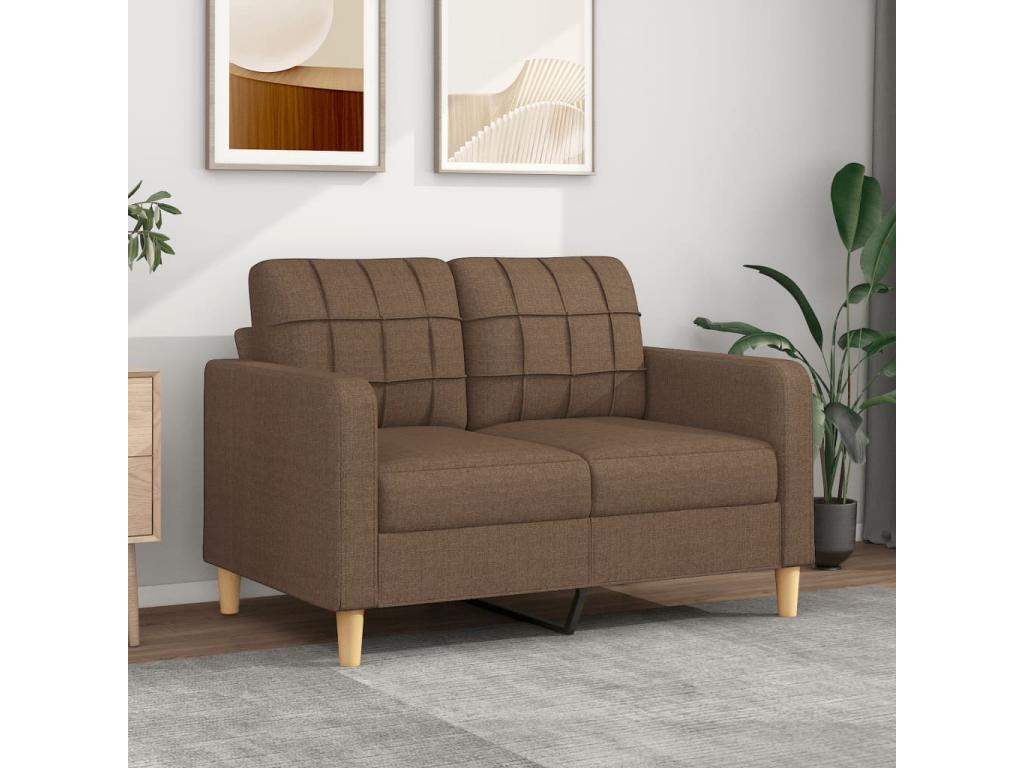 Sofá de 2 plazas de tela marrón 120 cm