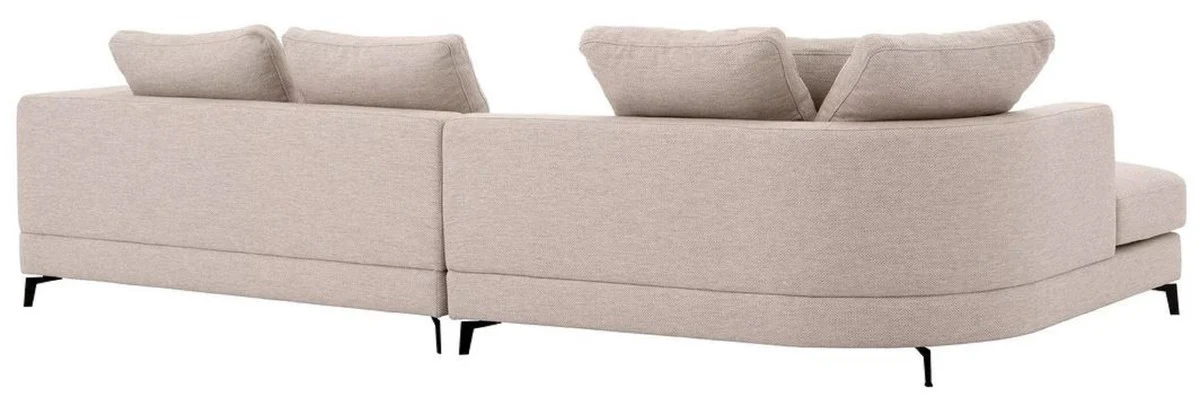 Luxury corner sofa left side sand color / black 310 x 150 x H. 65 cm - living room sofa with cushions - living room furniture - living room furnishings - luxury furniture - luxury furnishings
