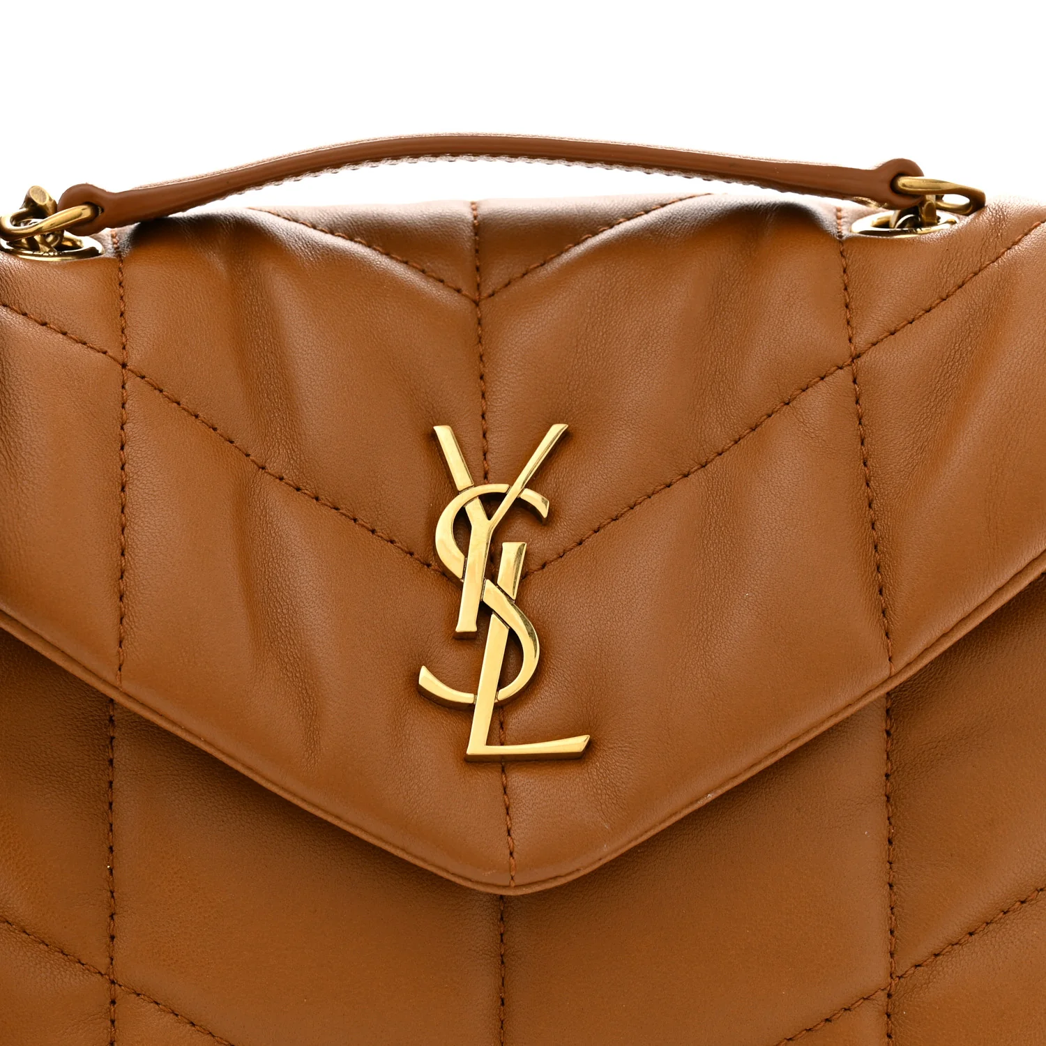 Lambskin Quilted Toy Loulou Puffer Monogram Chain Satchel Miel Dark - Top Club