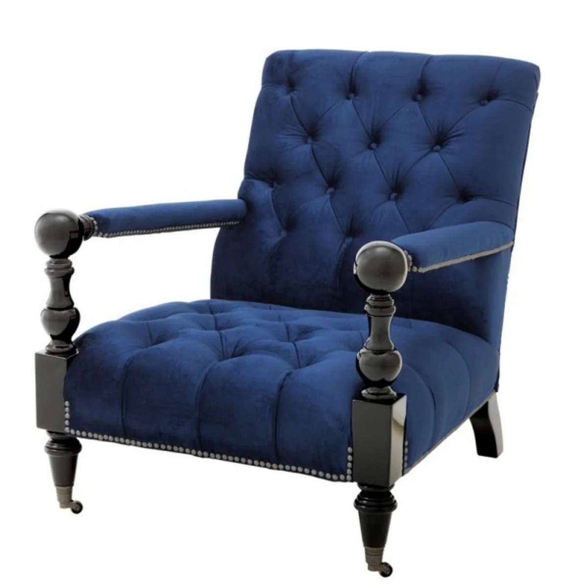 Luxury Baroque Armchair Royal Blue / Black Piano Lacquer - Lounge Armchair - Luxury Collection - Art Deco - Belle Epoch