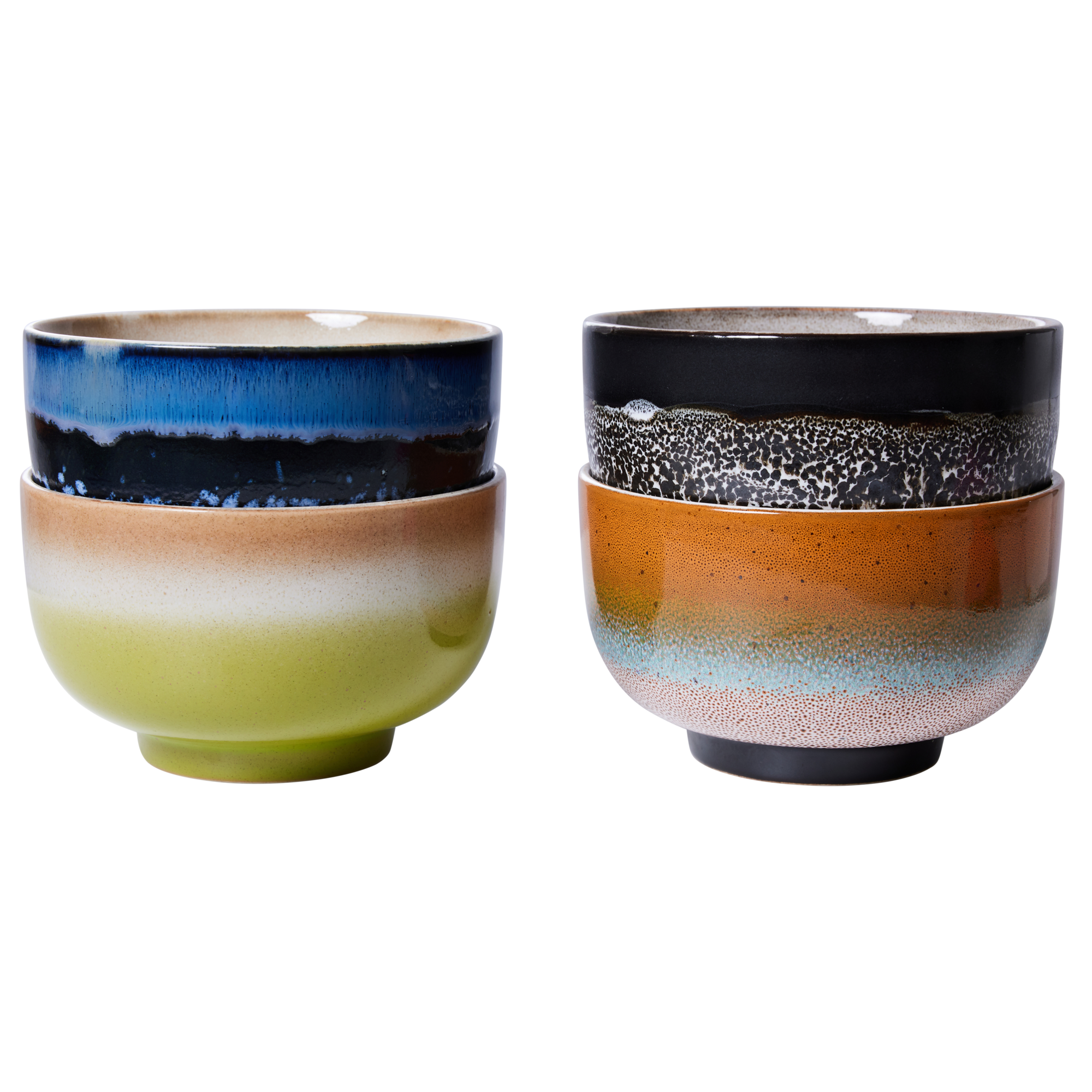 Servies 70's Ceramics Noodle schaal Groovy - set van 4