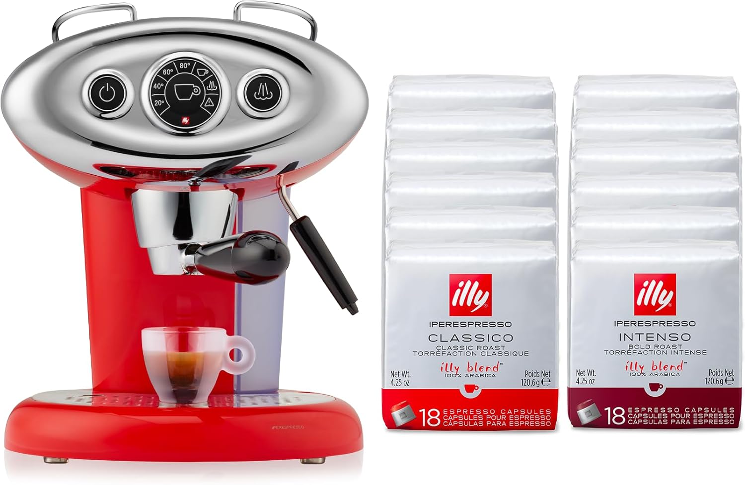 illy Caffè Macchina per Caffè Iperespresso X7.1 di Colore Rosso con 216 Capsule Iperespresso (108 Capsule Iperespesso CLASSICO e 108 Capsule Iperespesso INTENSO)