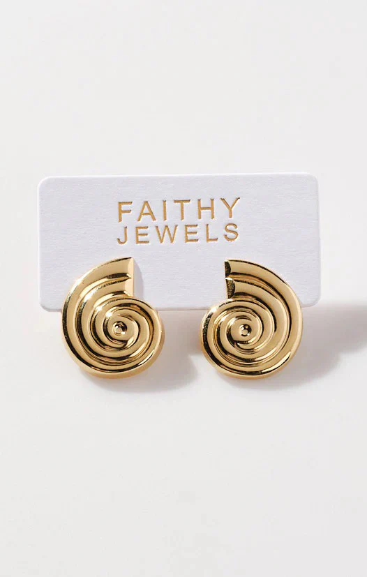 Faithy Jewels Sarah Shell Earrings ~ Gold