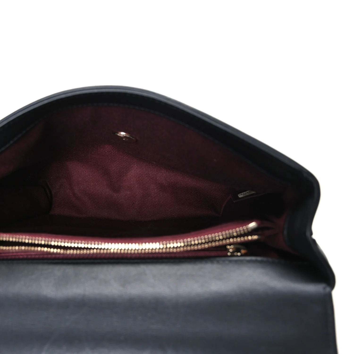 Lambskin Chevron Stitched Medium Envelope Flap Black - Top Club