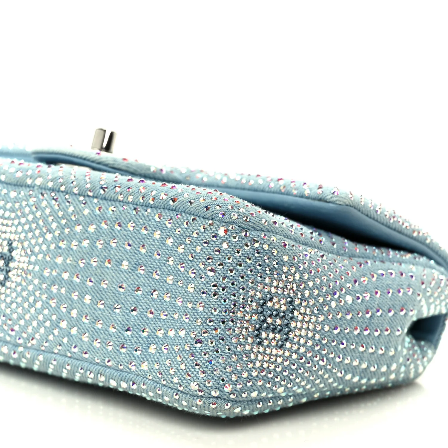 Denim Strass Evening Flap Bag Blue - Top Club