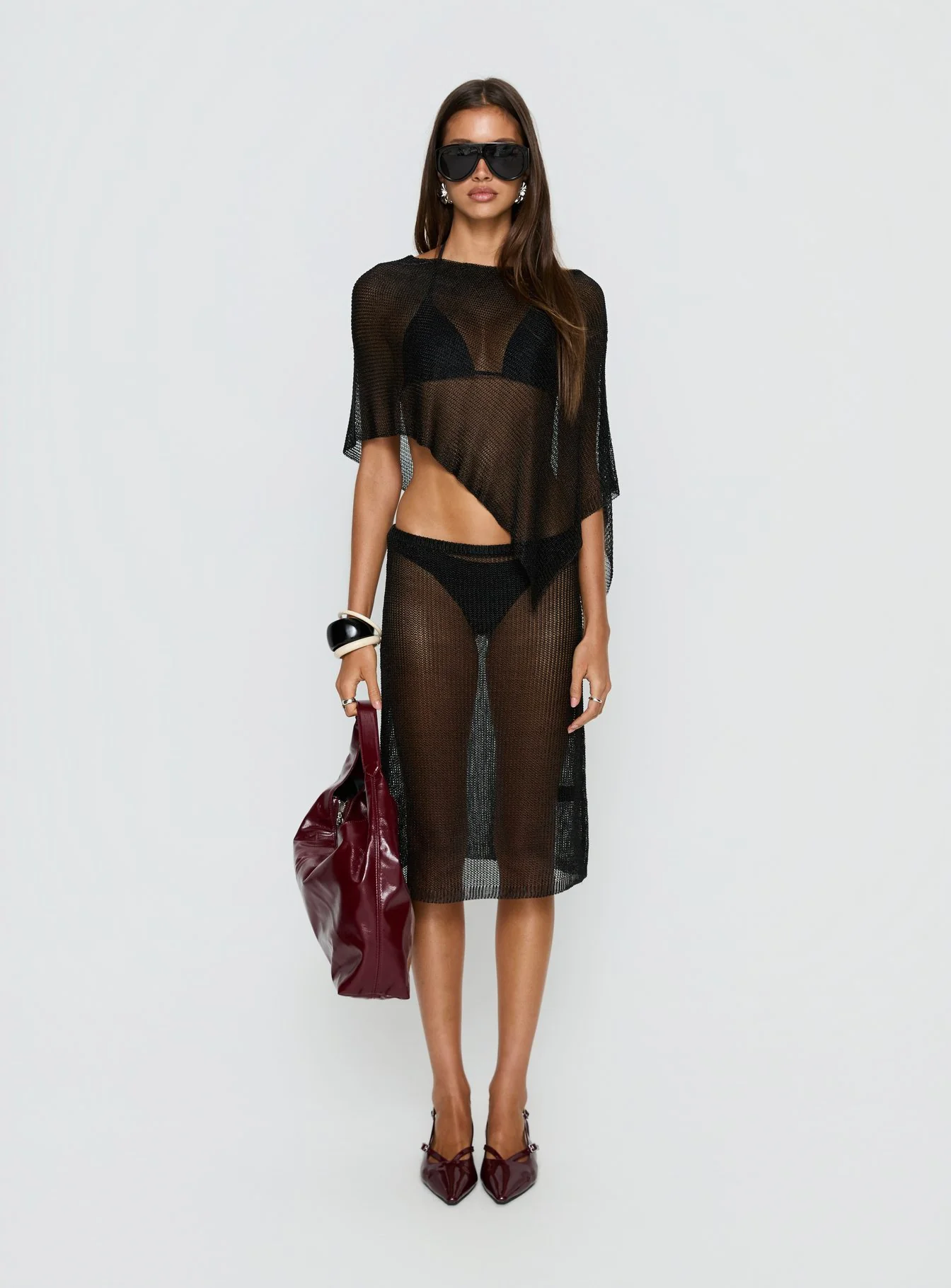 Luminous Sheer Poncho Black