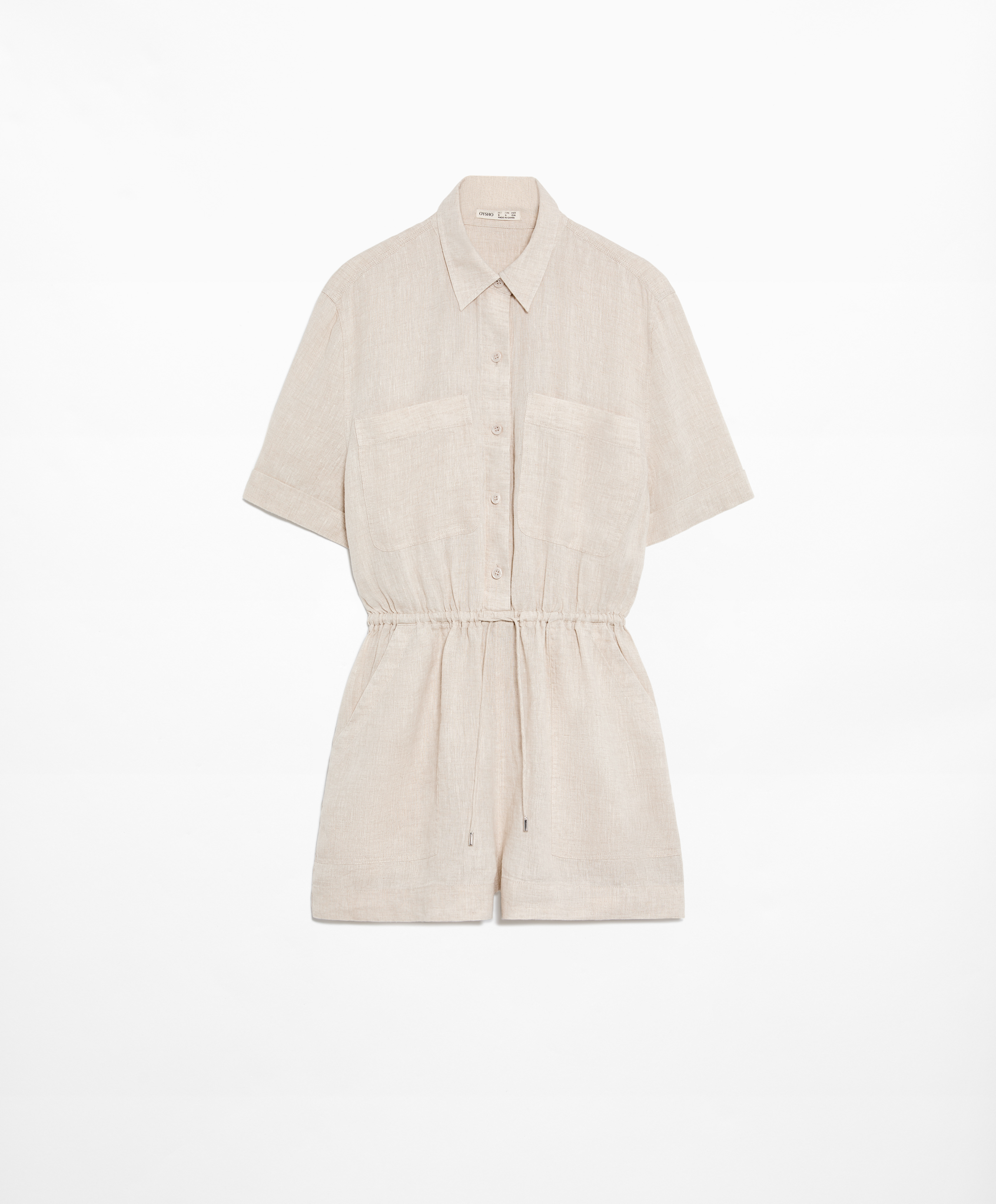 OYSHO Short 100% linen jumpsuit with pockets