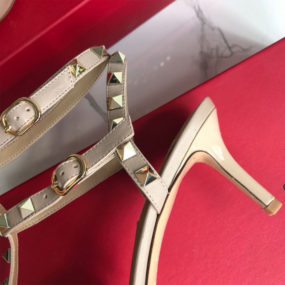 VALENTINO ROCKSTUD Wrap-around ankle strap rivet high heels (heel height 6.5 cm) - Top Club