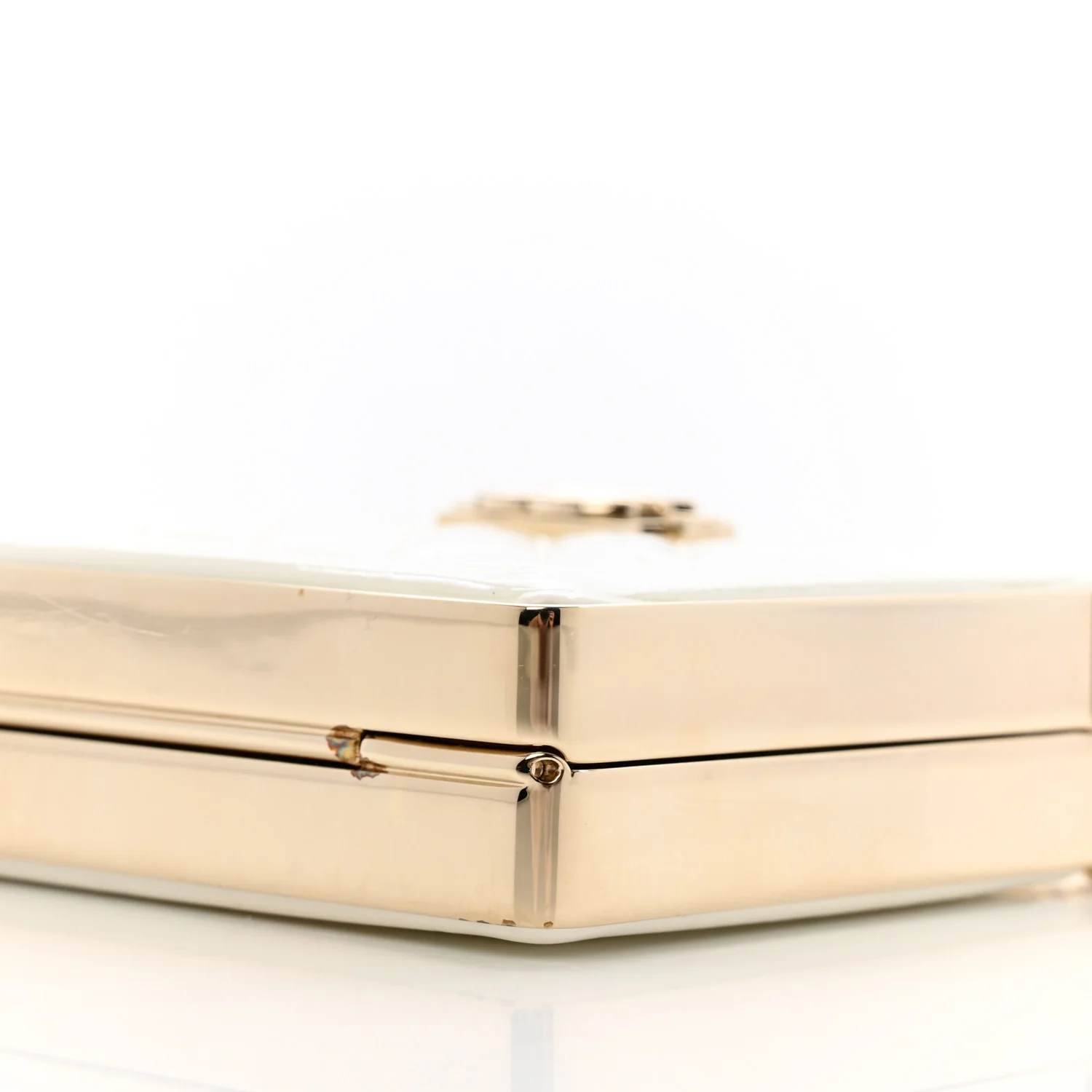 Patent Calfskin Boy Minaudiere White - Top Club