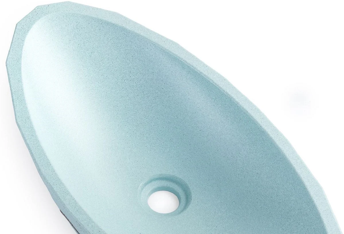 Luxury washbasin bowl light blue 60.9 x 29.7 x H. 11.9 cm - Handmade concrete washbasin - Bathroom accessories - Luxury bathroom accessories