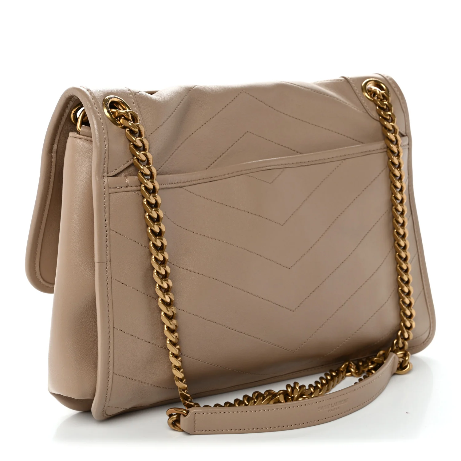 Lambskin Matelasse Monogram Medium Niki Chain Satchel Dark Beige - Top Club