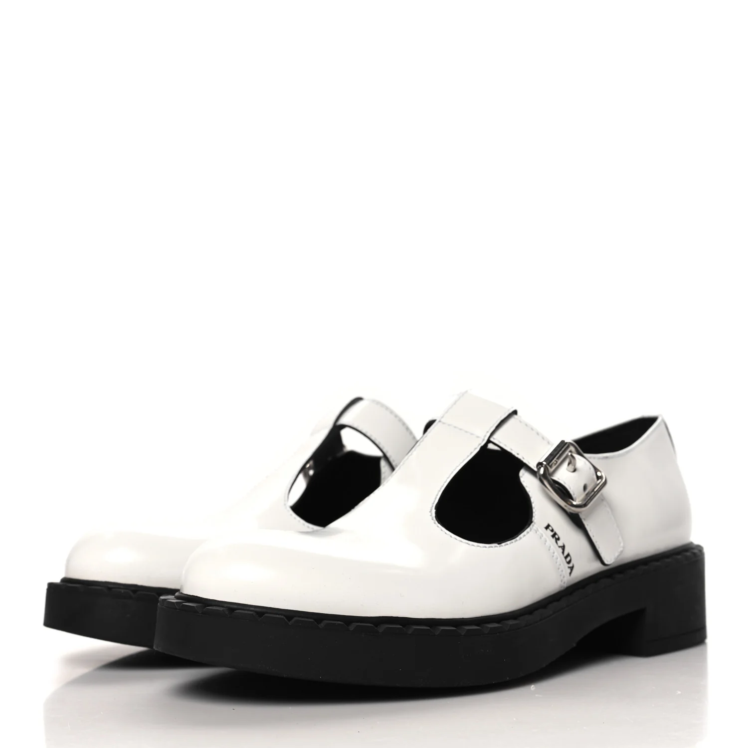 Spazzolato Womens Mary Jane T Strap 40mm Loafers 39.5 White - Top Club