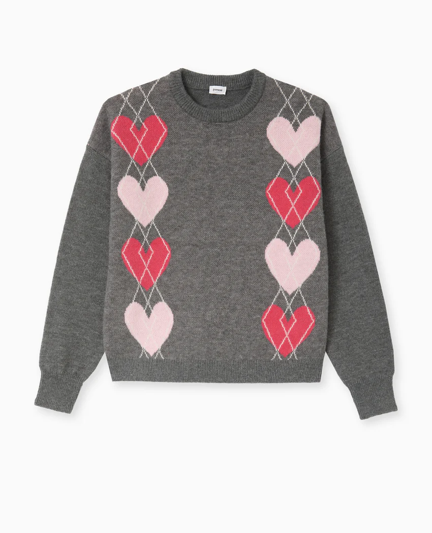 Pimkie Pull col rond motif jacquard et cœurs