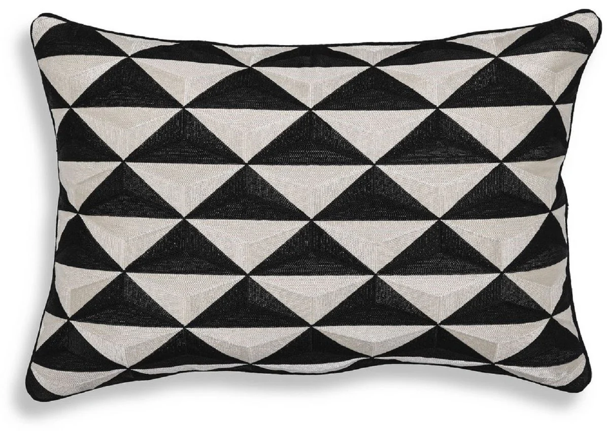 Luxury decorative cushion black / white 60 x 40 cm - rectangular decorative cushion with an elegant pattern - luxury quality - decorative accessories