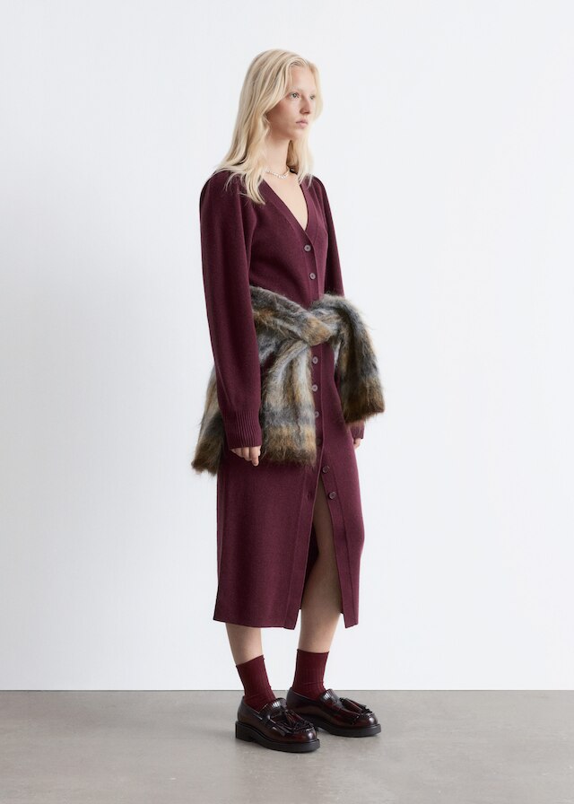 & Other Stories PUFF-SLEEVE WOOL MAXI DRESS