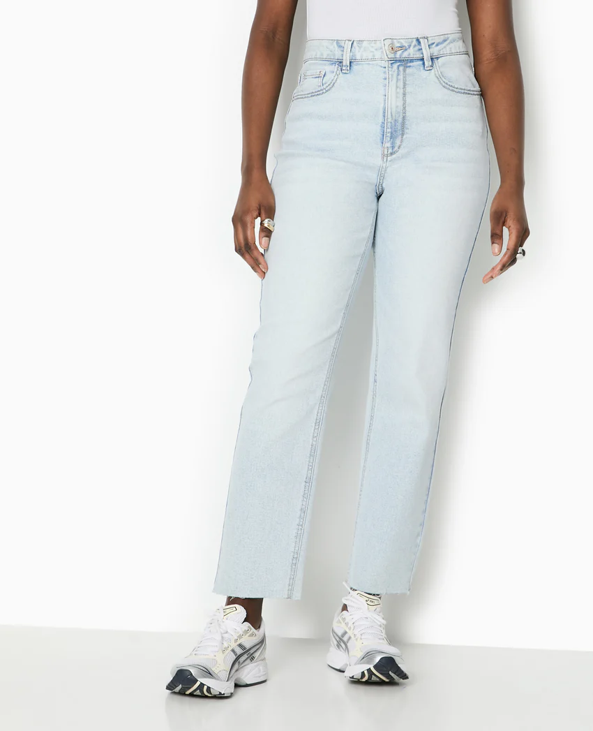 Pimkie Jean droit taille haute avec bas coupés