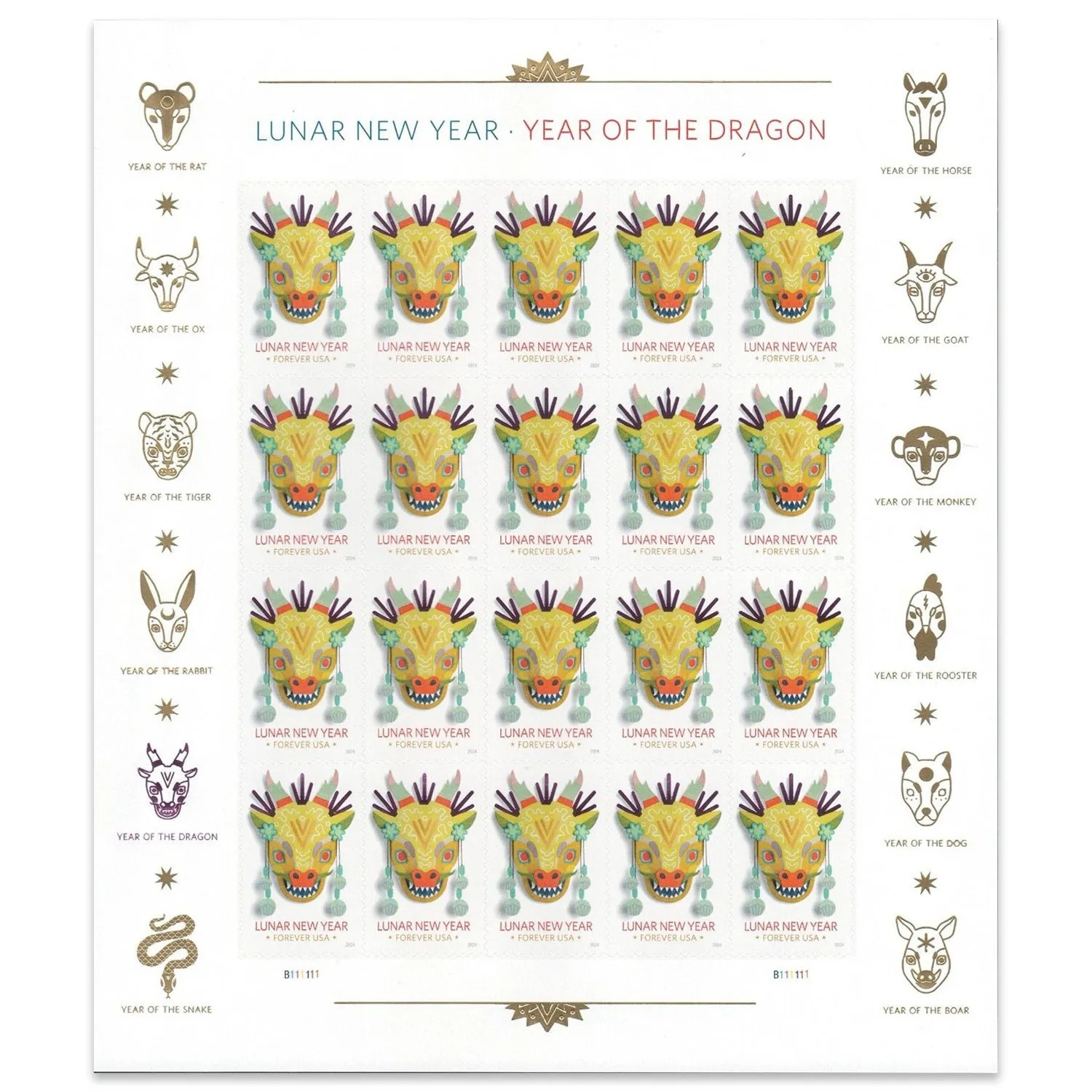2024 Lunar New Year Stamps - the Year of the Dragon