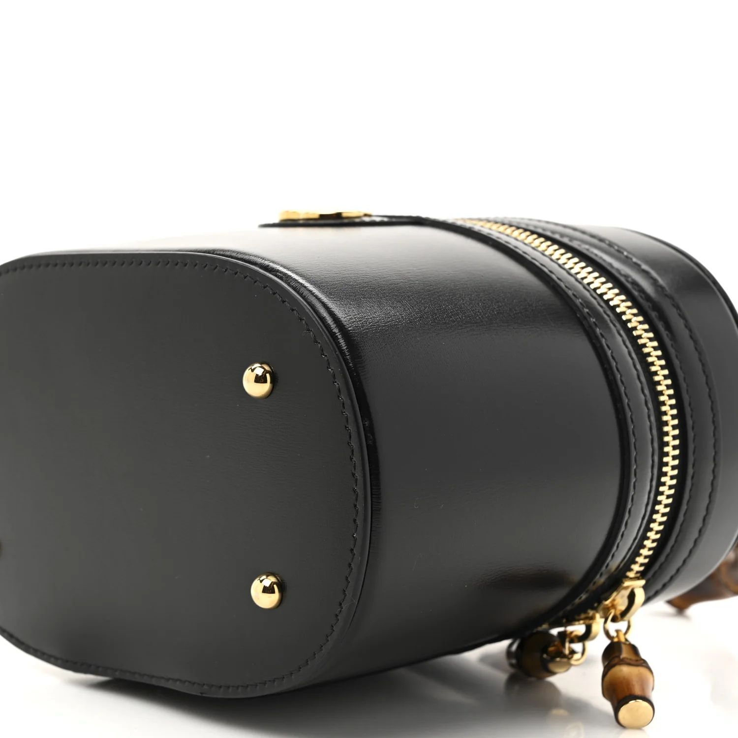 Calfskin Mini Bamboo Top Handle Shoulder Bag Black - Top Club