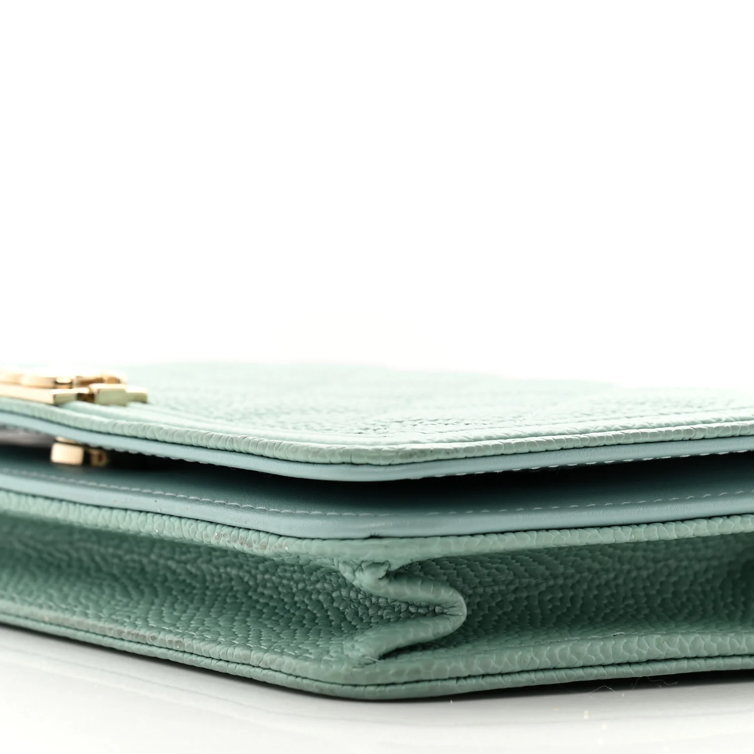 Caviar Quilted Boy Wallet On Chain WOC Light Blue - Top Club