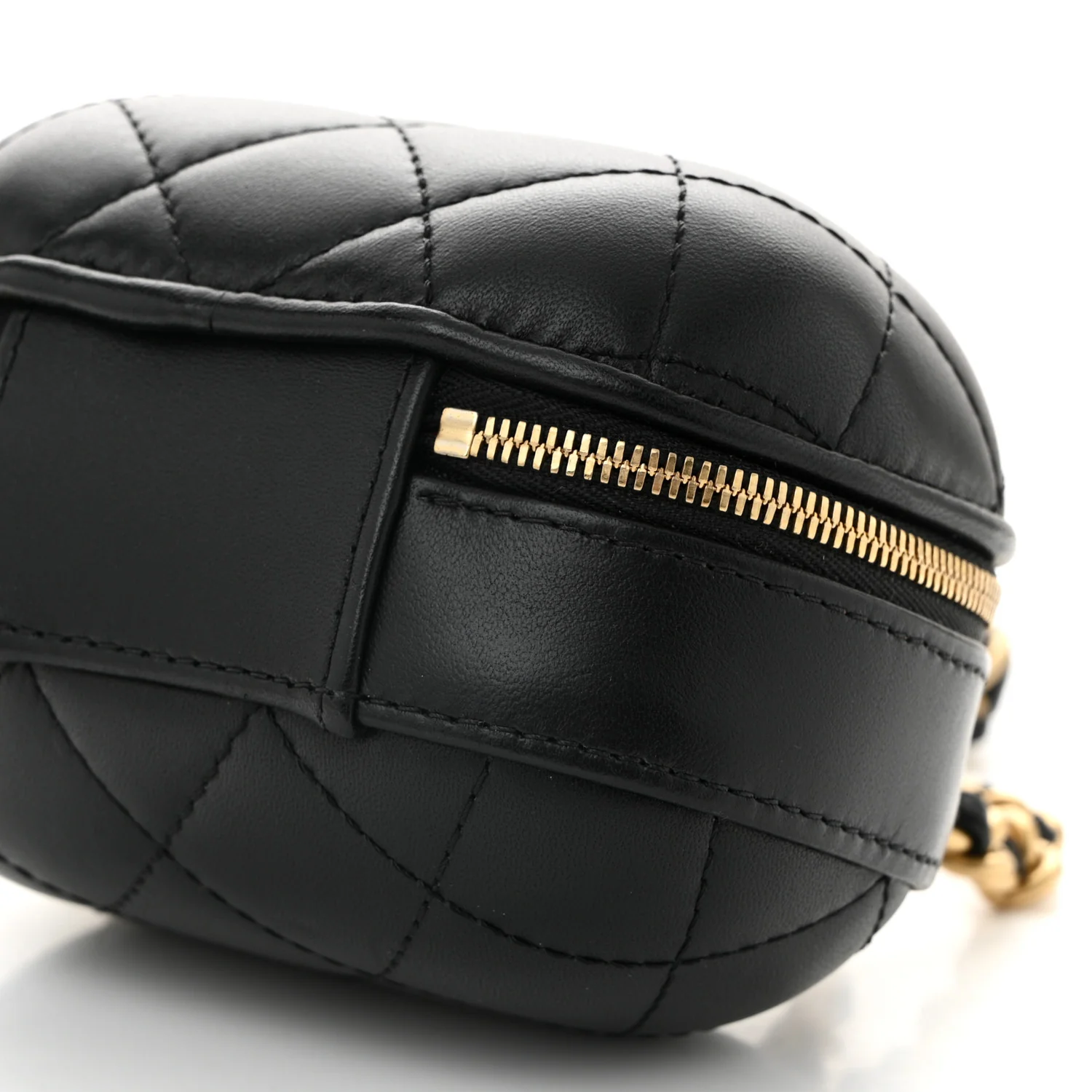 Lambskin Quilted CC Bubble Vanity Case With Chain Black - Top Club