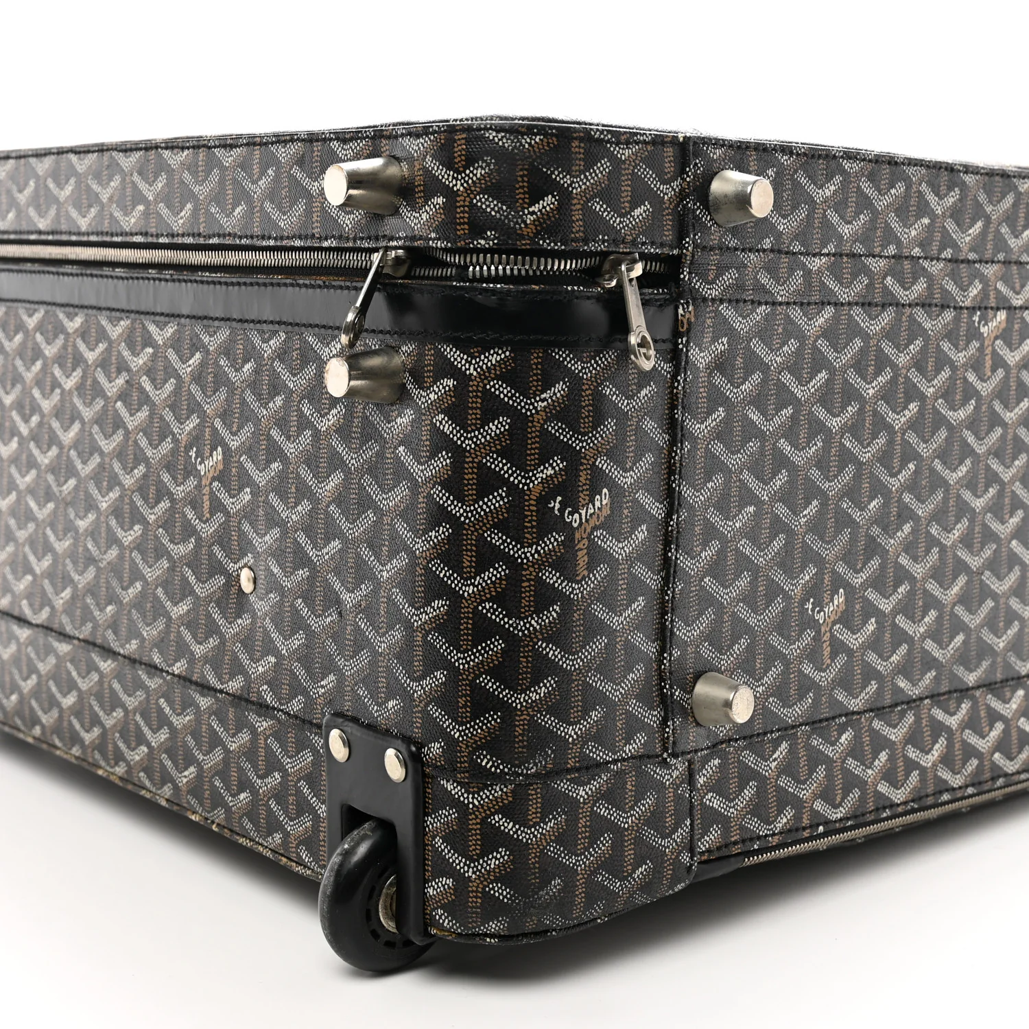 Goyardine Trolley Rolling Suitcase MM Black - Top Club