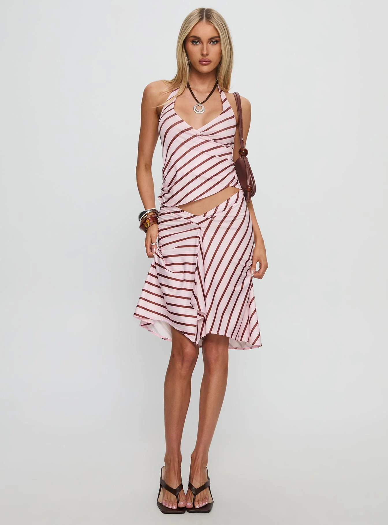 Esmeray Midi Skirt Pink Stripe