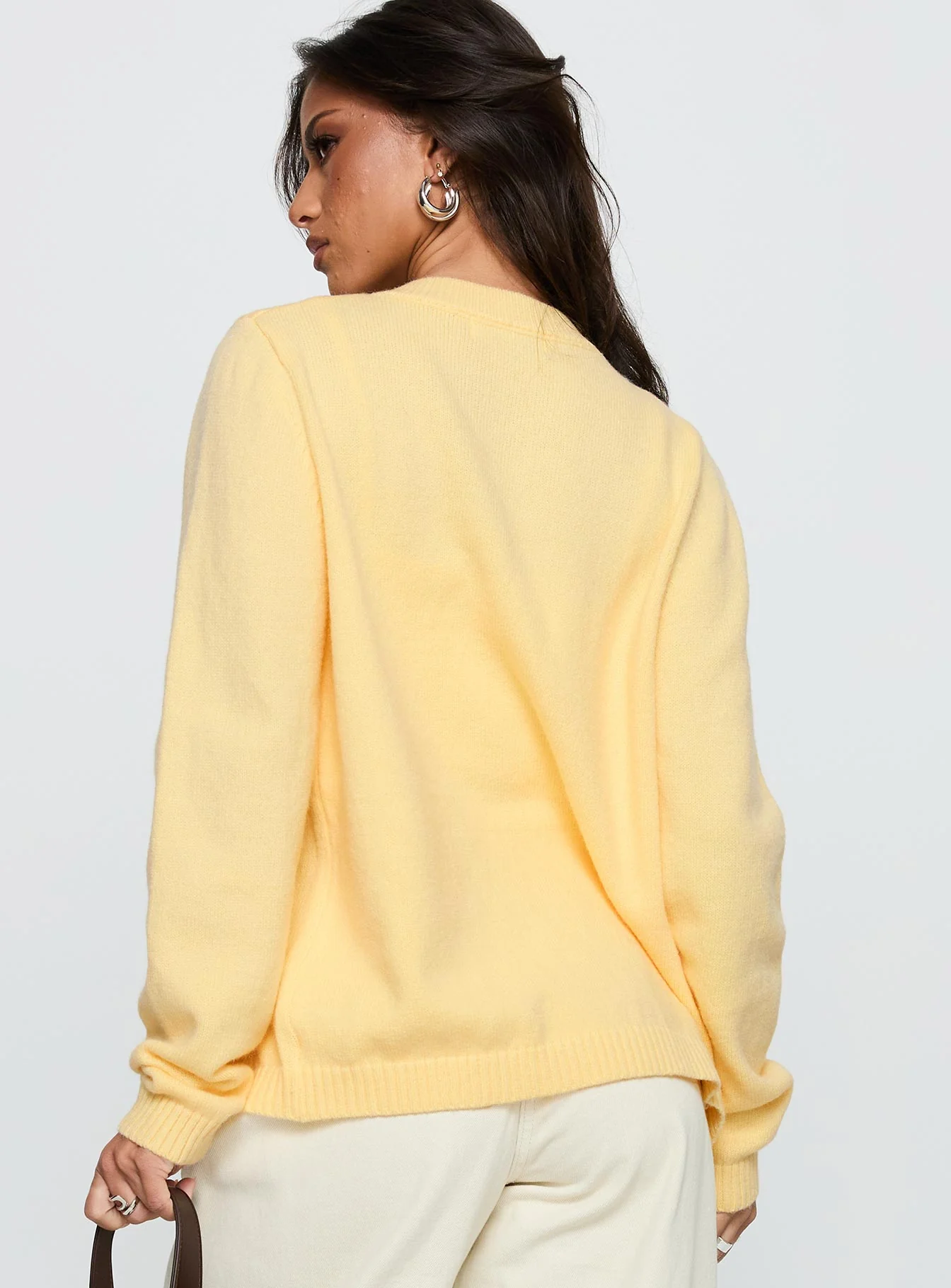 Arica Button Up Knit Cardigan Lemon