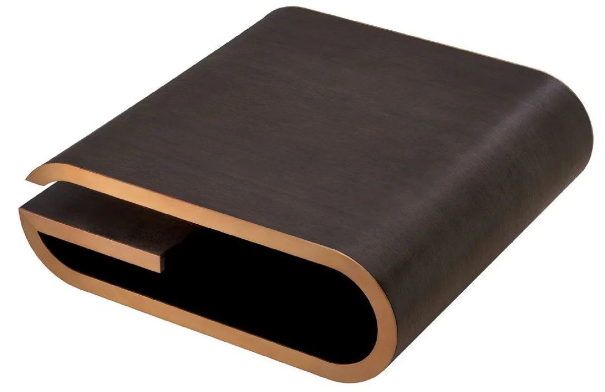 Luxury coffee table mocha / brass 100 x 100 x H. 33 cm - designer living room table - living room furniture - luxury furniture - designer furniture - luxury furnishings - designer furnishings
