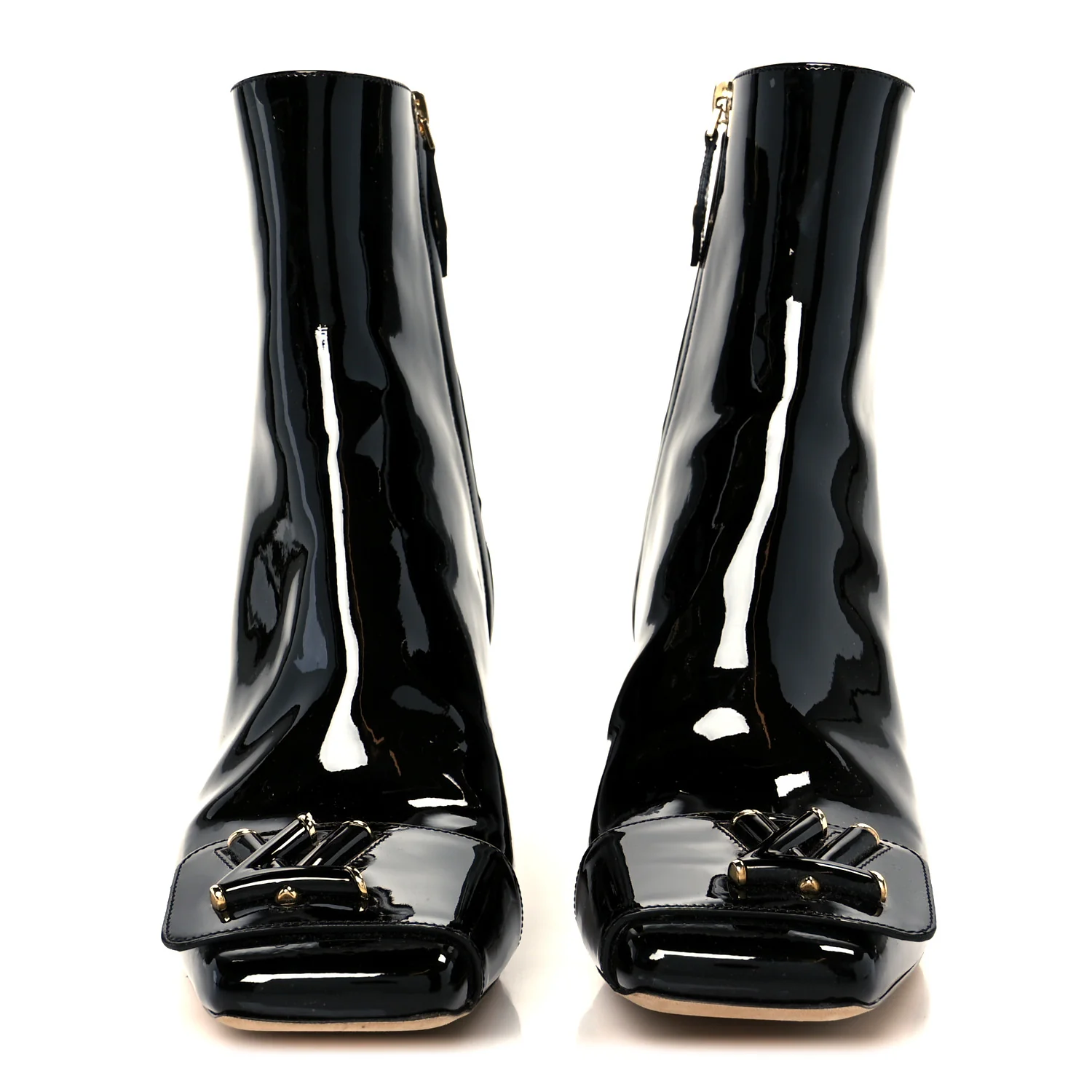 Patent Calfskin Shake Ankle Boots 38 Black - Top Club