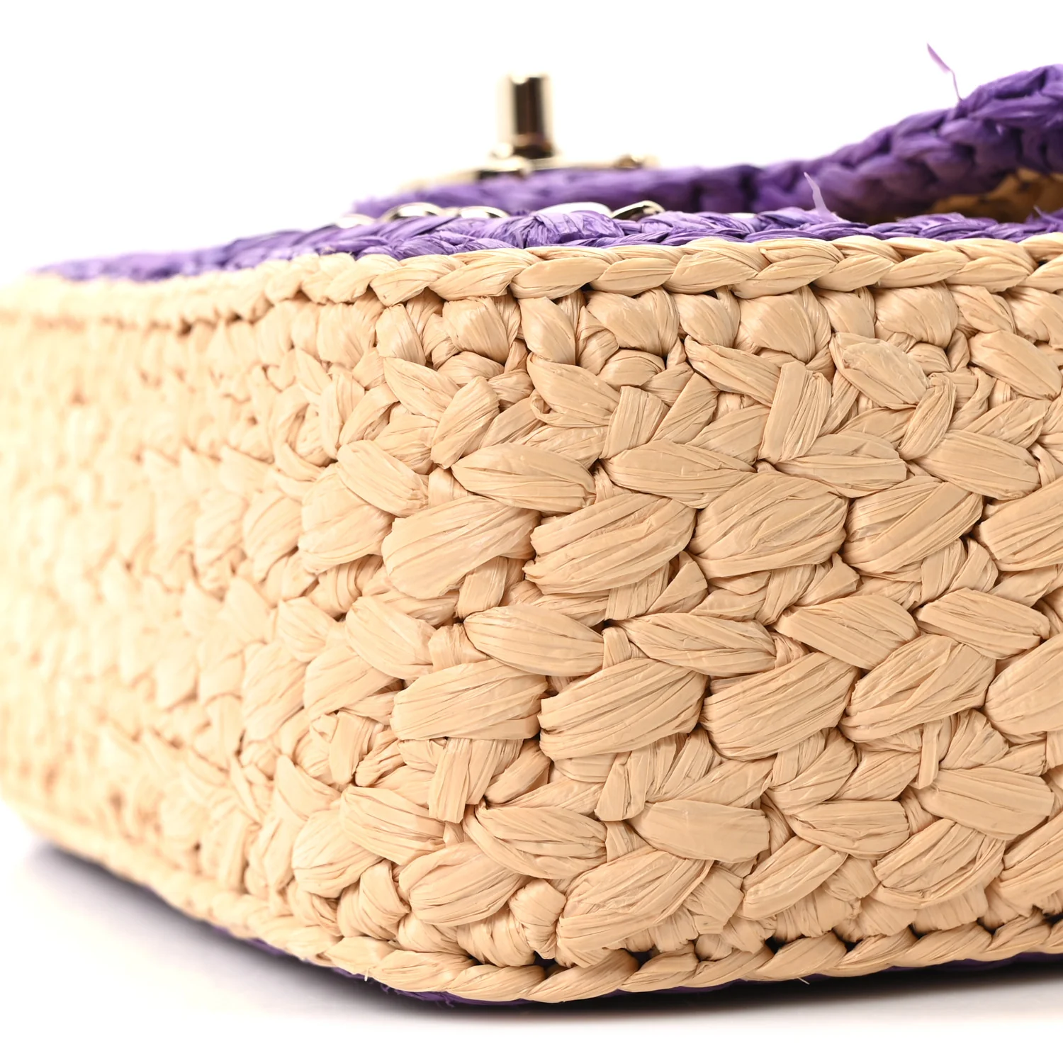 Raffia Chain Venice Beach Mini Flap Bag Beige Purple - Top Club