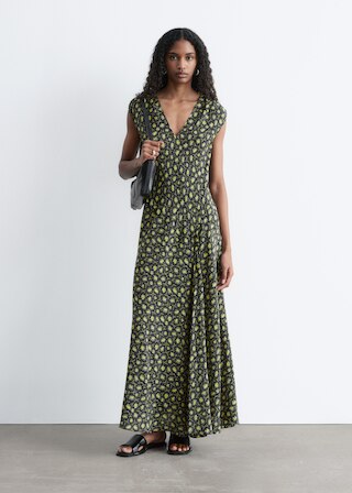 & Other Stories V-NECK SILK MAXI DRESS