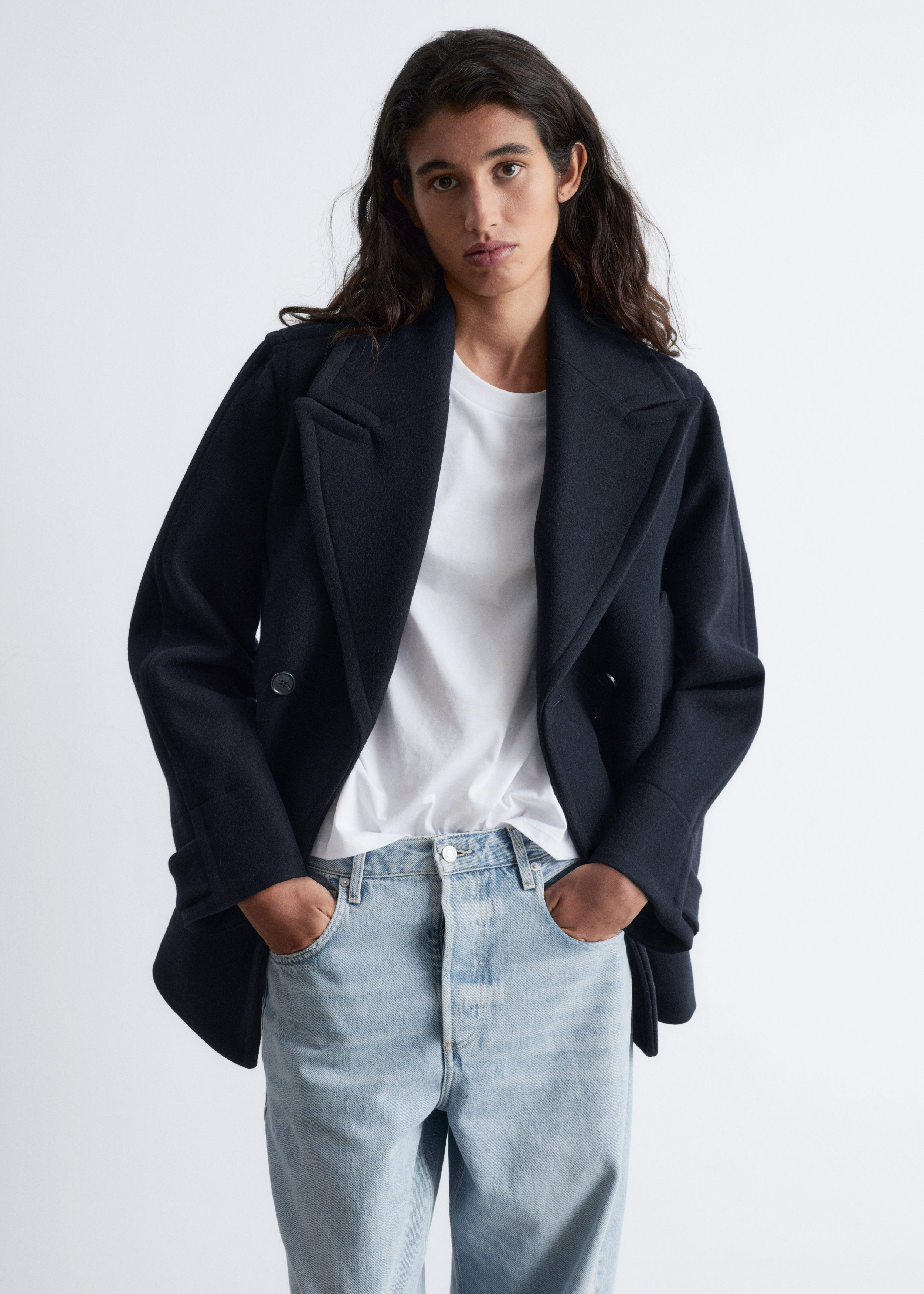 & Other Stories TAILORED WOOL PEA COAT