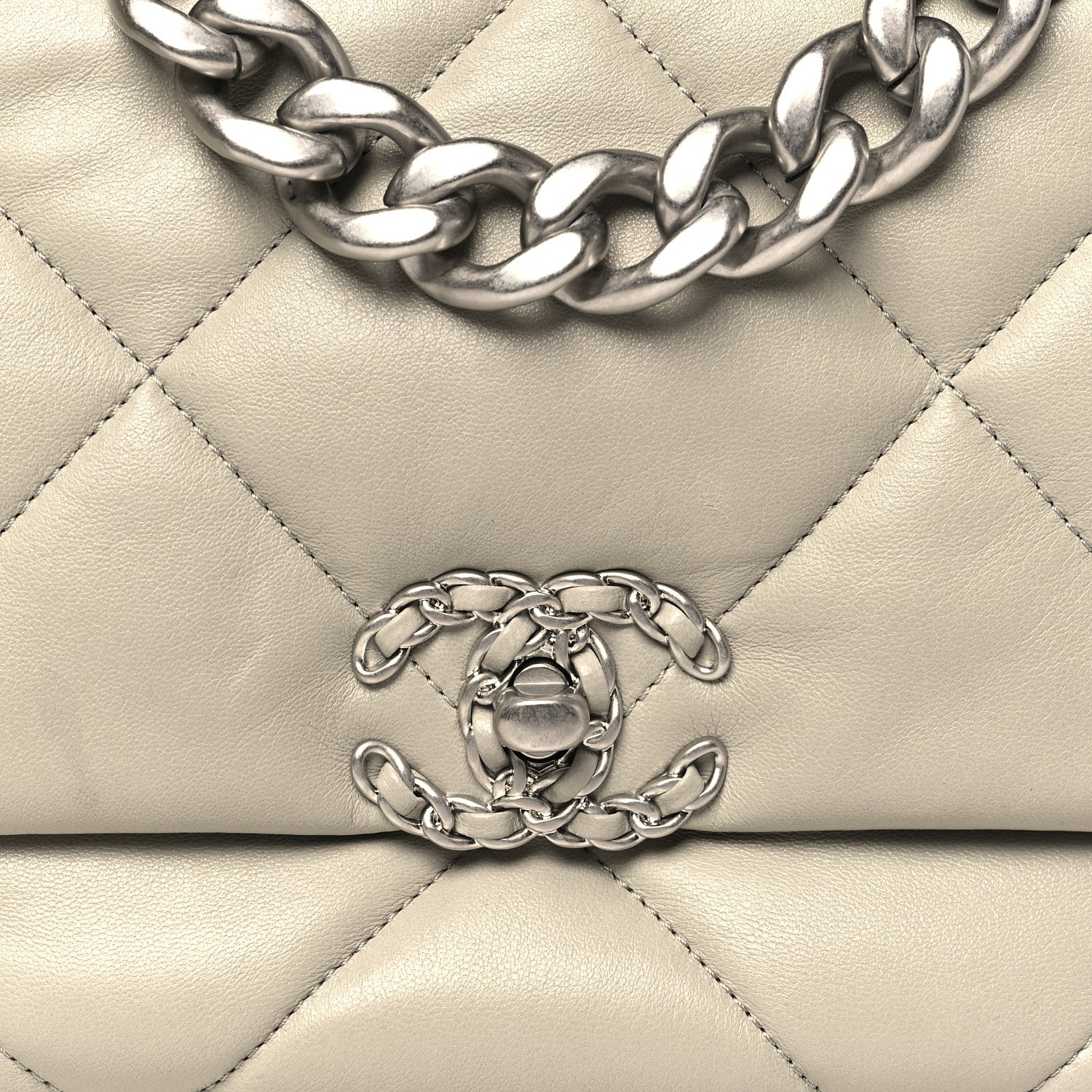 Lambskin Quilted Large Chanel 19 Flap Grey - Top Club