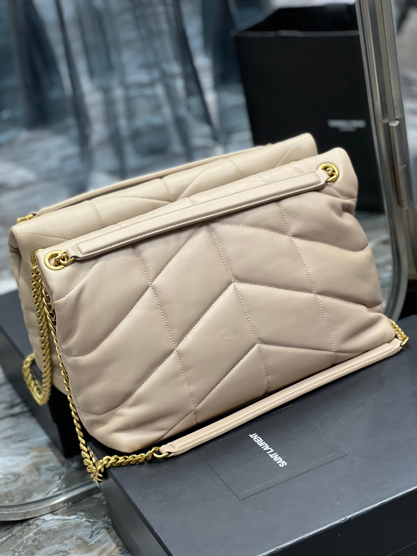 Y PUFFER MEDIUM BAG IN QUILTED LAMBSKIN - Top Club