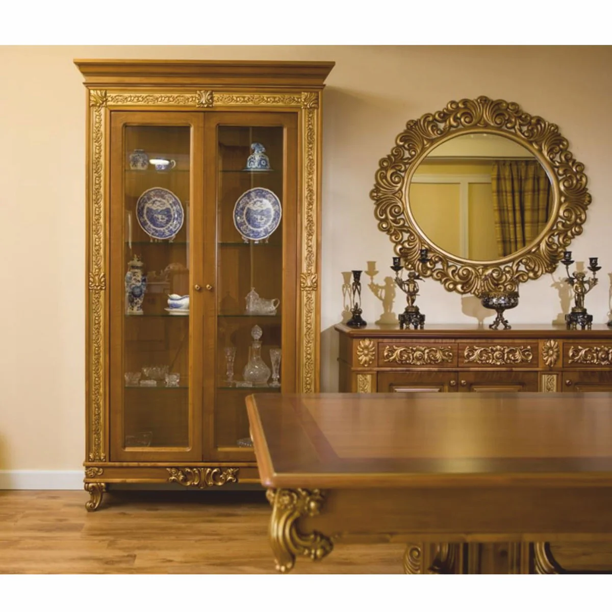 Luxury baroque display cabinet brown / gold 122.5 x H. 218.5 cm - Baroque furniture