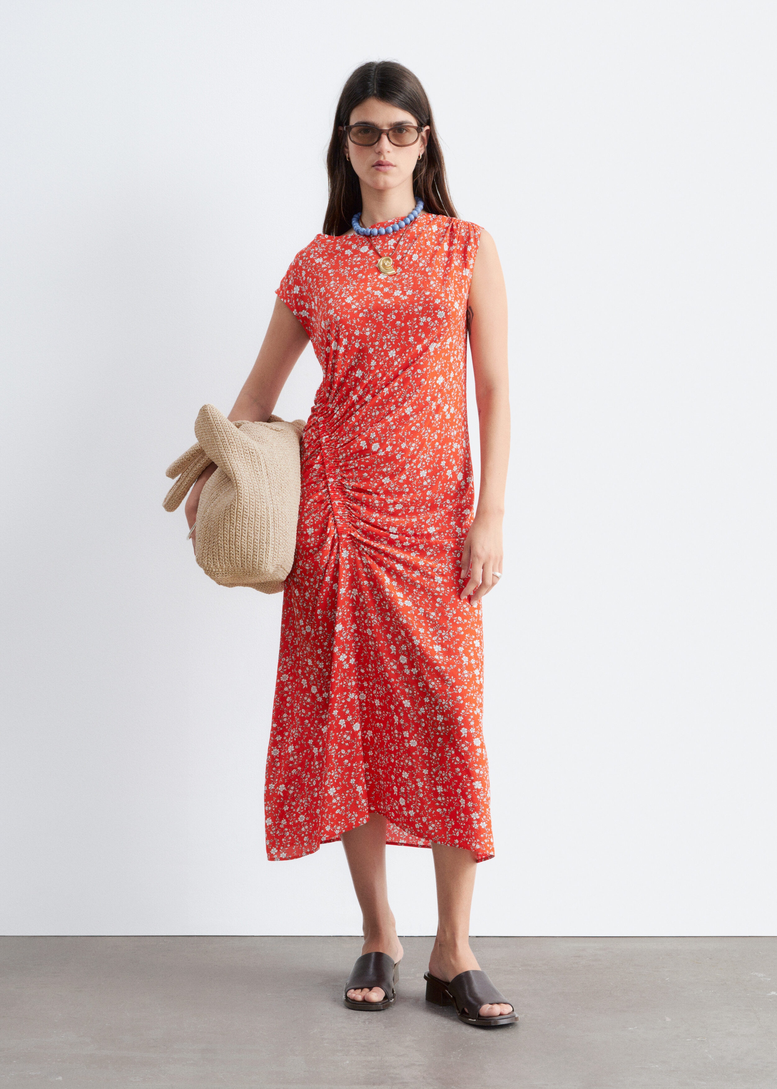 & Other Stories BOAT-NECK MIDI DRESS