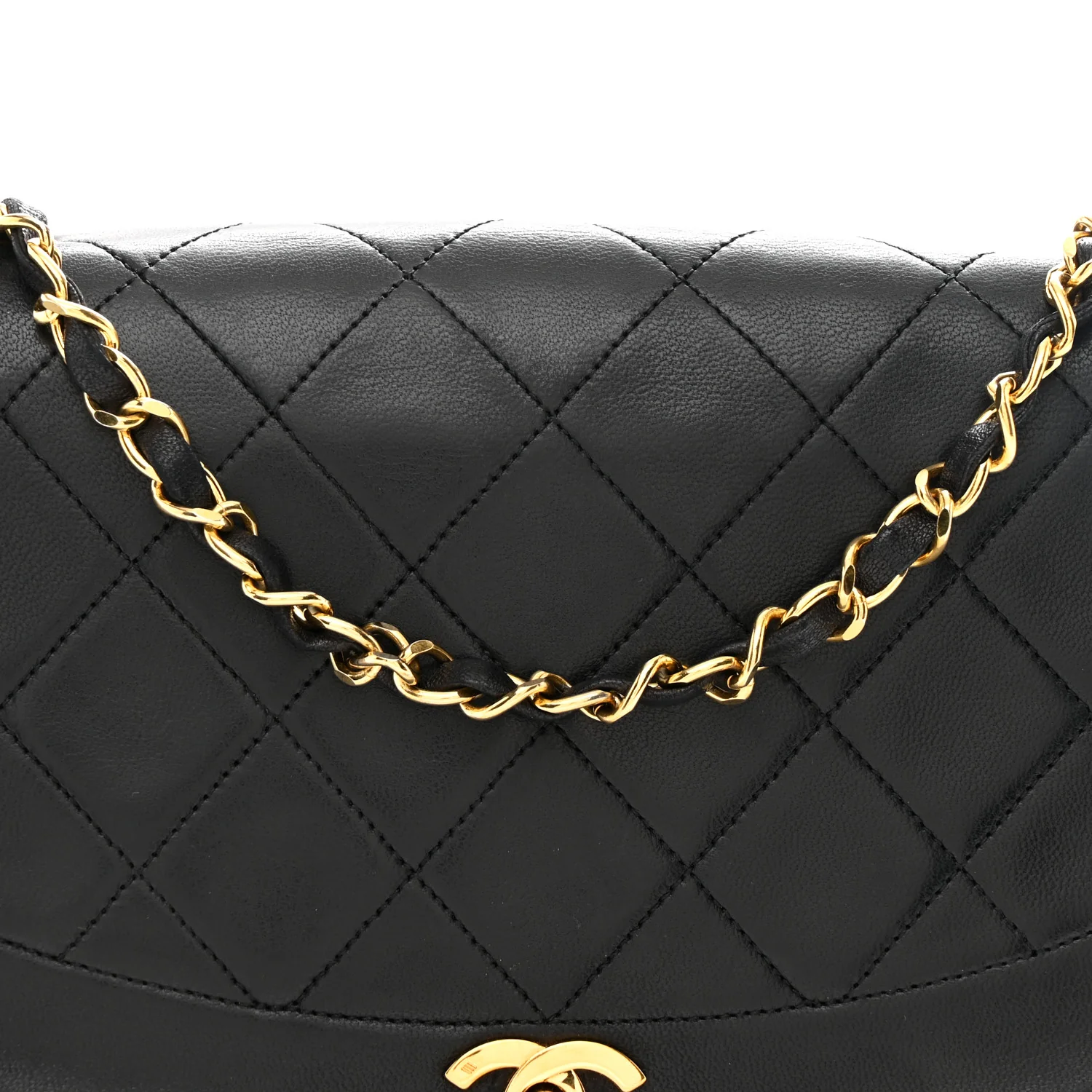 Lambskin Quilted Medium Single Flap Black - Top Club