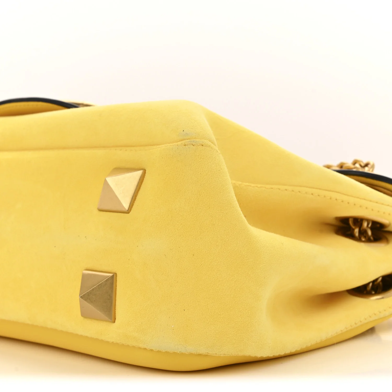 Nappa Stud Sign Shoulder Bag Bright Lemon - Top Club