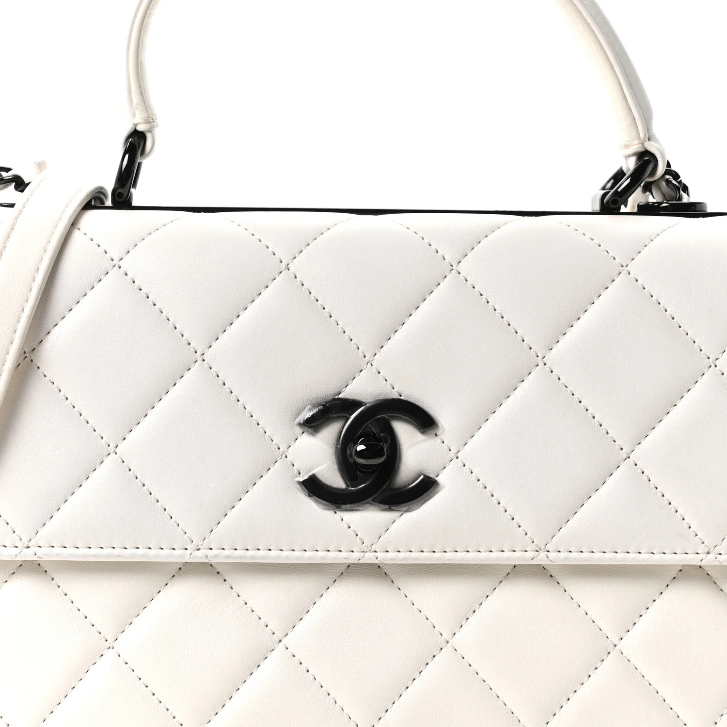 Lambskin Quilted Small Trendy CC Dual Handle Flap Bag White - Top Club
