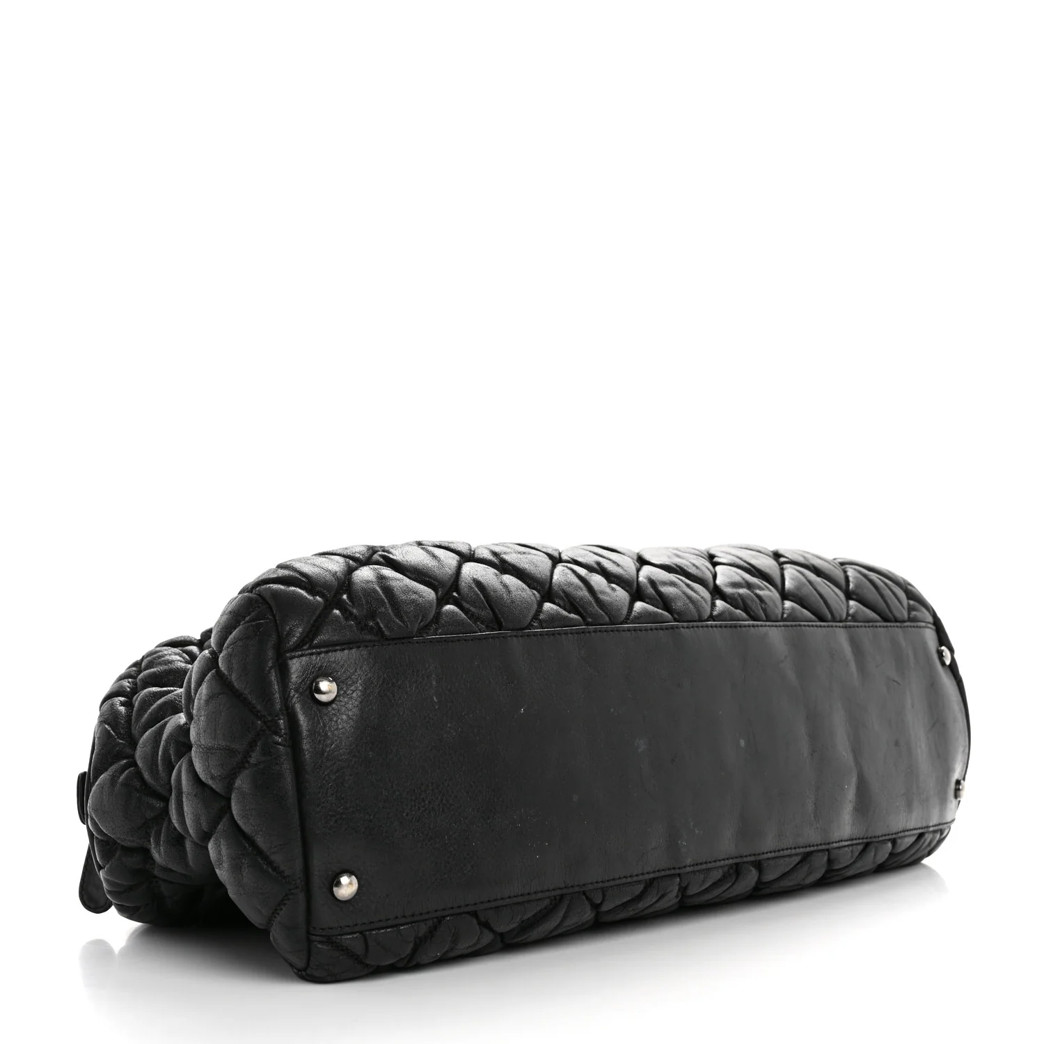 Calfskin Bubble Quilt Bowler Black - Top Club