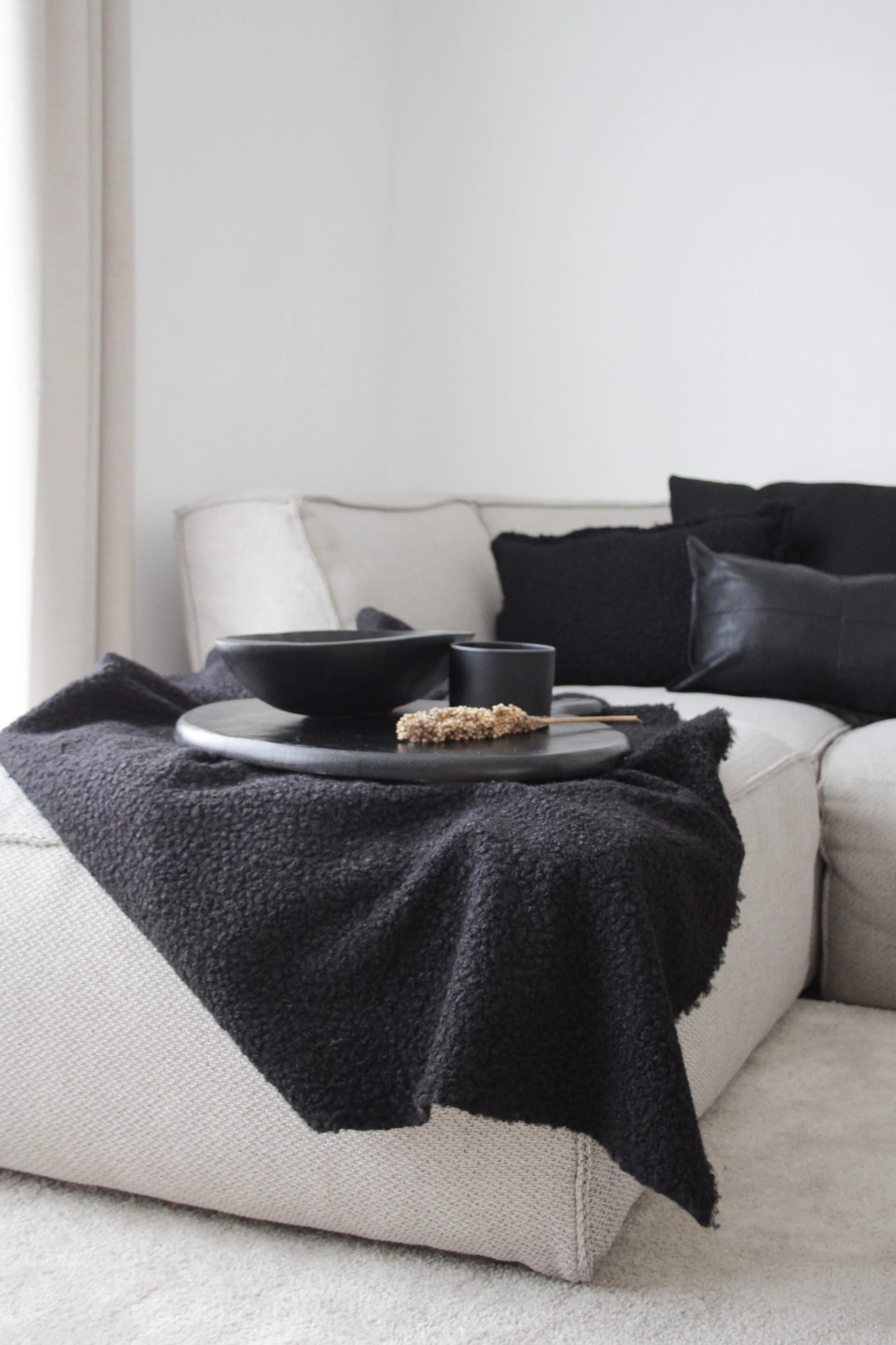 plaid boucle zwart 150x170cm