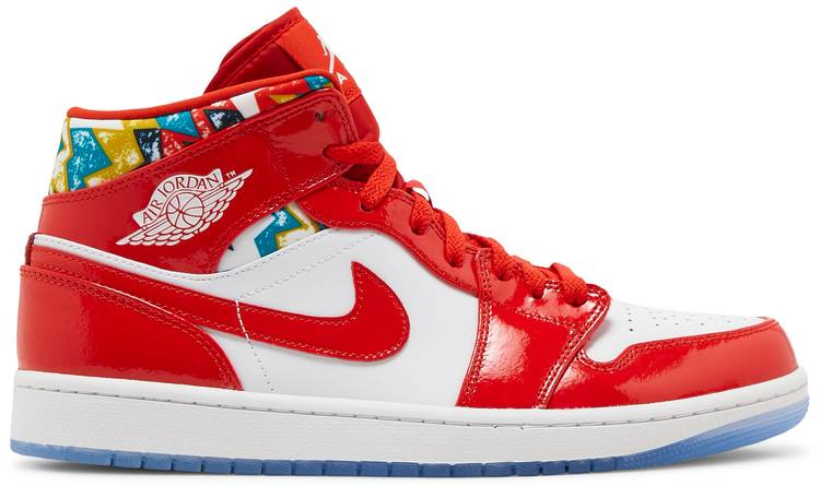Air Jordan 1 Mid Gets Swathed in Geometric Prints DC7294-600 - Sneaker Replica Workshop