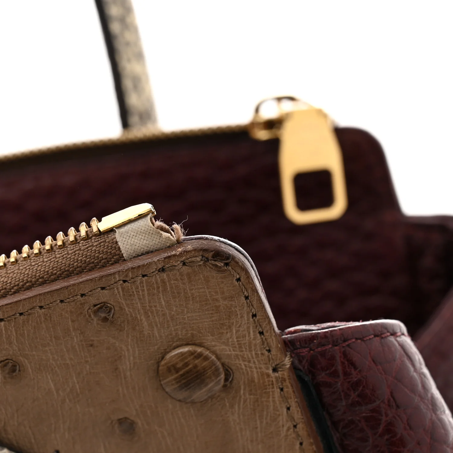 Ostrich Lizard Majestueux Tote MM Bordeaux - Top Club