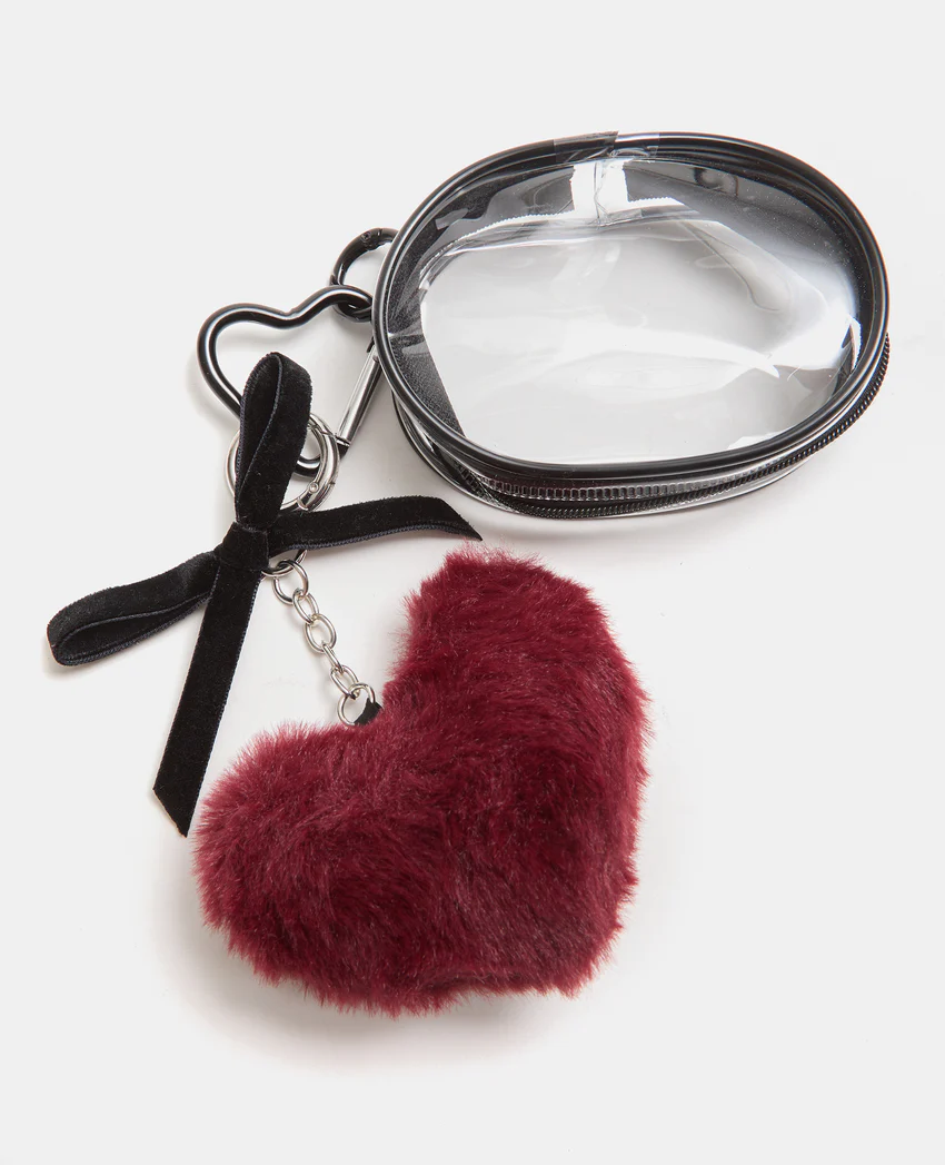Pimkie Déco de sac cœur peluche + étui transparent