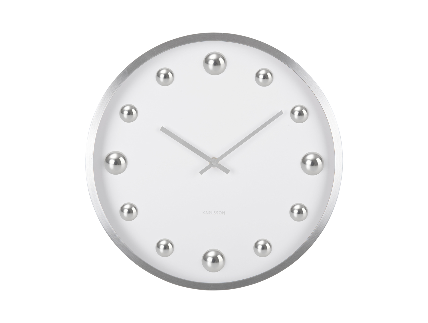 Wall clock Shiny Dots white w. silver