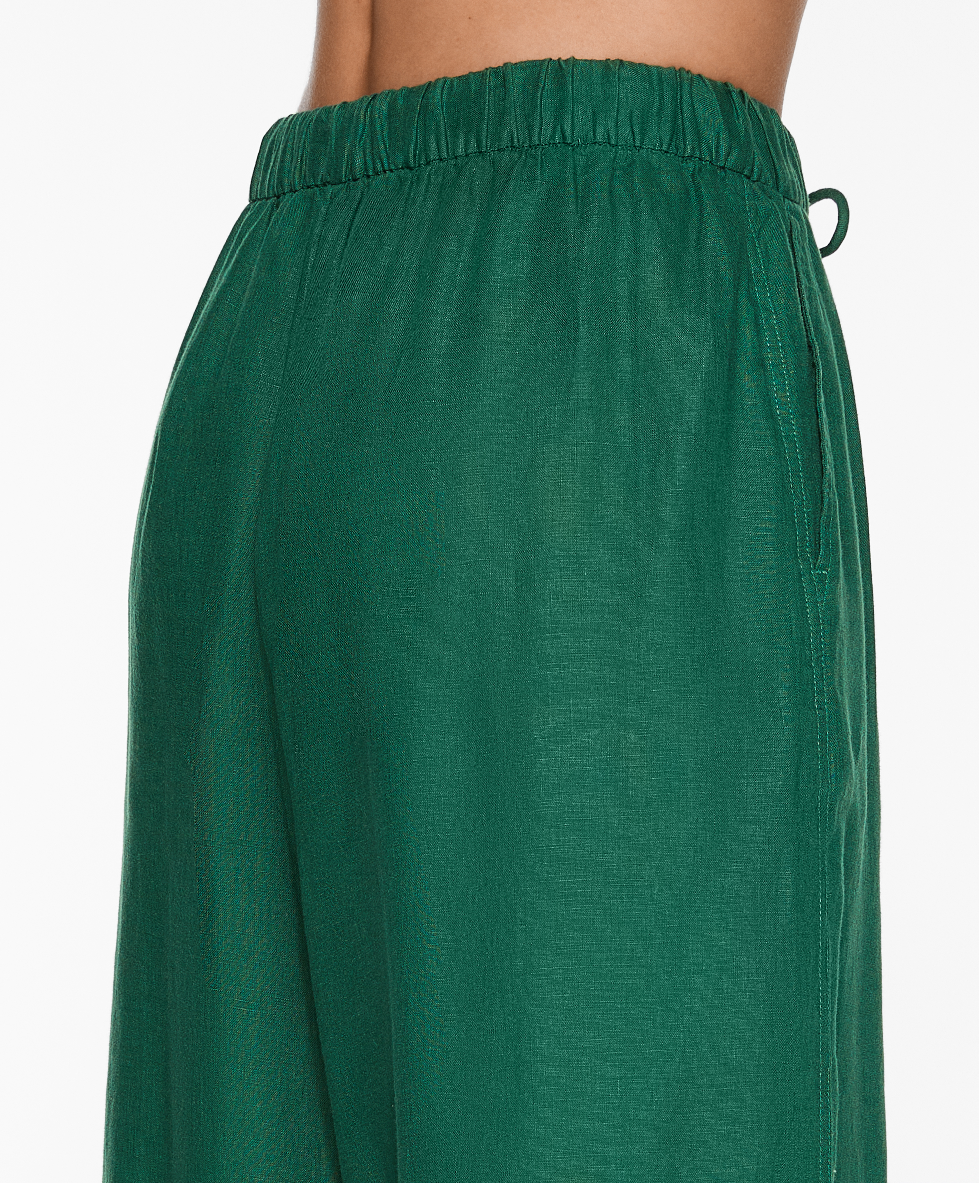 OYSHO 100% linen wide straight-leg trousers